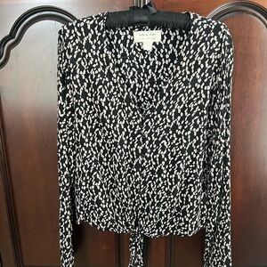 Cloth & Stone Black and Cream Patterned Blouse